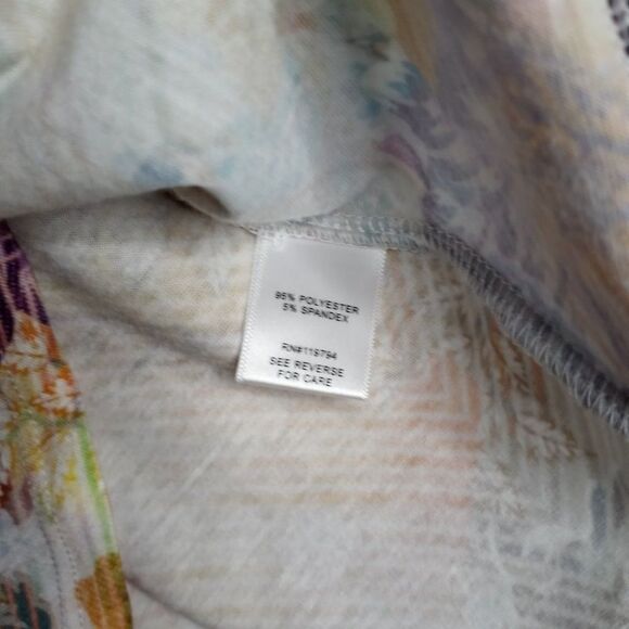 One World Live/Let Live Multi Color Bell Half Sleeve Women's Top Size SM Petite - Picture 7 of 7